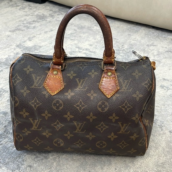 Louis Vuitton Monogram Speedy 25 Hand Bag Classic Designer Brown Tan - Picture 1 of 17